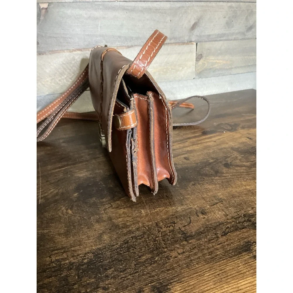 PATRICIA NASH Bianco Brown Leather Suede Crossbody Wristlet Wallet Bag Purse - Picture 5 of 10